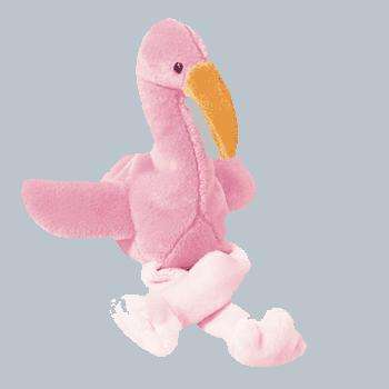PINKY. Flamingo (soft toy). Ty Beanie Baby. Born February 13, 1995. Retired