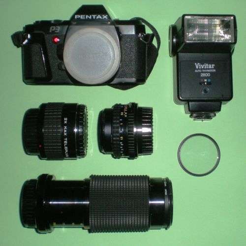 PENTAX P3 CAMERA OUTFIT WITH 3 LENSES & FLASH. Conventional Photography