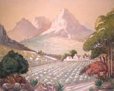ORIGINAL WATER COLOUR PAINTING. CAPE WINE FARM. Artist: G Taylor.