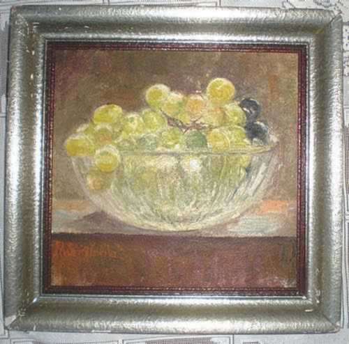 ORIGINAL OIL PAINTING. STILL LIFE WITH GRAPES. Artist: J M Szwgkowsku.