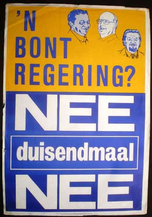 Konserwatiewe Party Plakkaat. 'Bont Regering? Nee Duisendmaal Nee!' (1983)