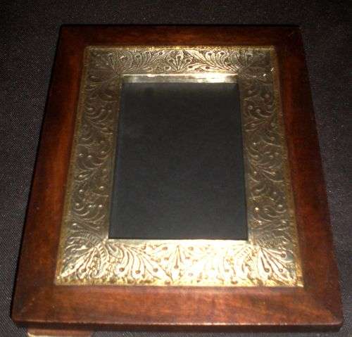 PICTURE FRAME. Vintage. Handcrafted Pewter, Copper and Walnut.