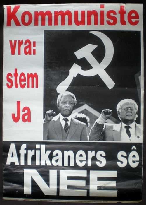 H N P PLAKKAAT. 'Kommuniste Vra. Stem Ja ...' Mandela and Slovo.