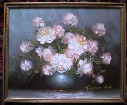 ROBERT COX. 'Still Life with Roses' (Horizontal) Original Small Oil Painting. Framed & Lovely.