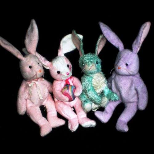 It's Easter! 4 TY BEANIE BABY BUNNIES. Sold together. RETIRED AND COLLECTABLE!