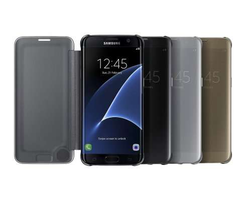 Galaxy S7 SView Flip Clear Cover, Samsung Official Genuine Case (Black)