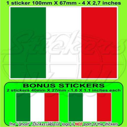 ITALY Italian Flag ITALIA Vinyl Bumper Sticker, Decal 4" (100mm) x1+2 BONUS