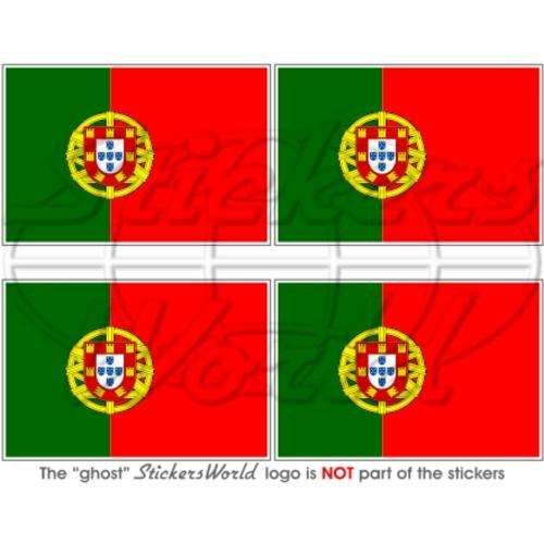 PORTUGAL Portuguese Flag Vinyl Bumper-Helmet Stickers, Decals 2" (50mm) x4