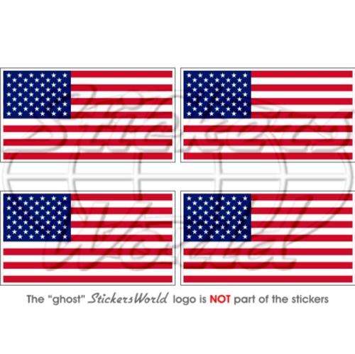 USA United States America Flag Vinyl Bumper-Helmet Stickers, Decals 2" (50mm) x4