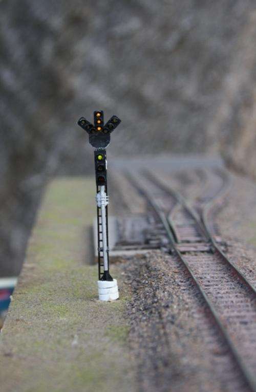 ZAR 3 aspect signal with 3 direction indicators.