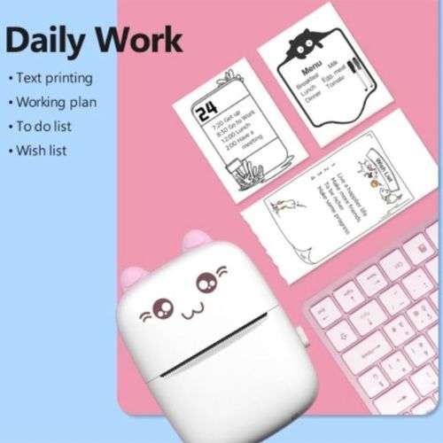 Portable Bluetooth Mini Thermal Printer - Blue and Pink
