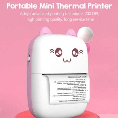 Portable Bluetooth Mini Thermal Printer - Blue and Pink