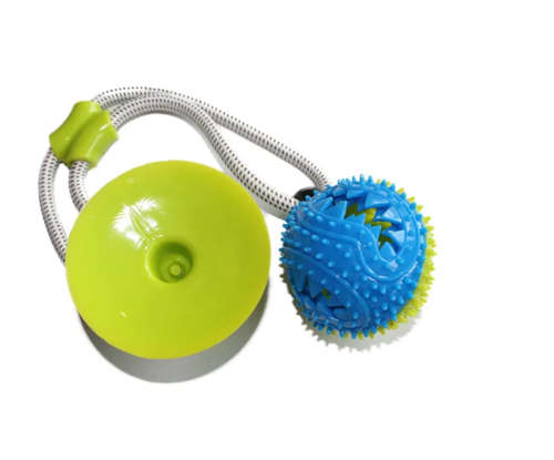 Multi color Rope Treat Dispensing Ball with Suction Cup For Dogs