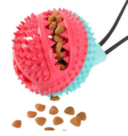 Multi color Rope Treat Dispensing Ball with Suction Cup For Dogs