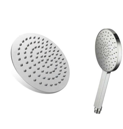 Shind Round 9` Rainfall Shower with Shower Head Combo - Silver High Quality