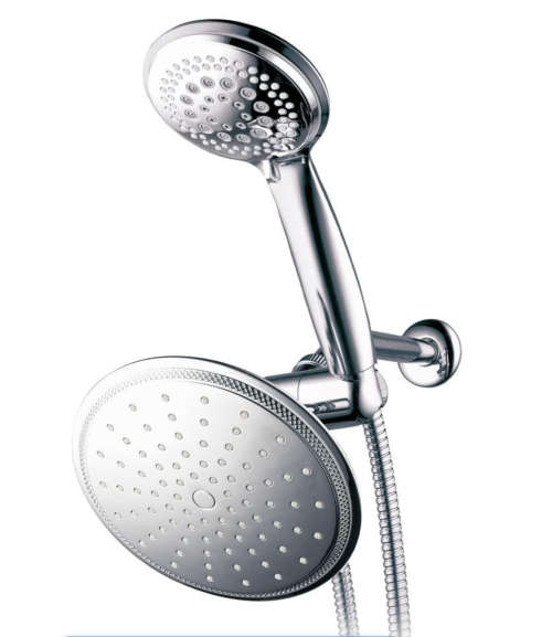 Shind Round 9` Rainfall Shower with Shower Head Combo - Silver High Quality