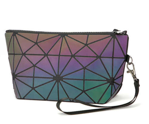 Colour Changing Portable Holographic And Reflective Makeup Zipper Purse Pouch New