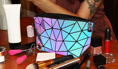 Colour Changing Portable Holographic And Reflective Makeup Zipper Purse Pouch New
