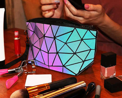 Colour Changing Portable Holographic And Reflective Makeup Zipper Purse Pouch New