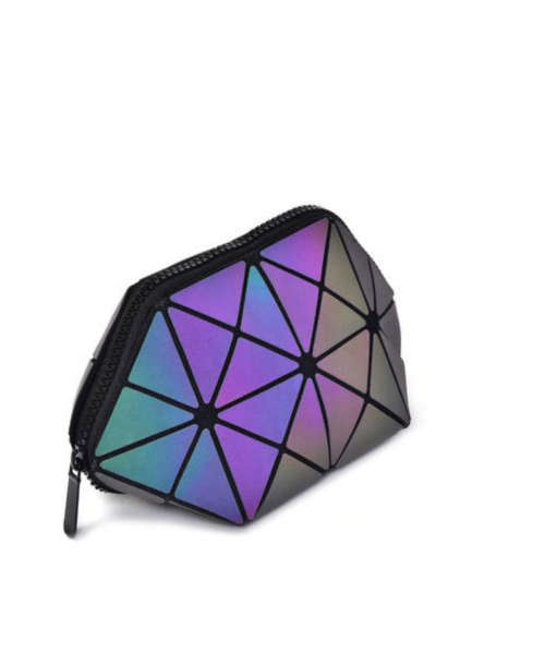 Colour Changing Portable Holographic And Reflective Makeup Zipper Purse Pouch New