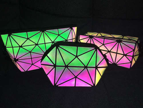 Colour Changing Portable Holographic And Reflective Makeup Zipper Purse Pouch New