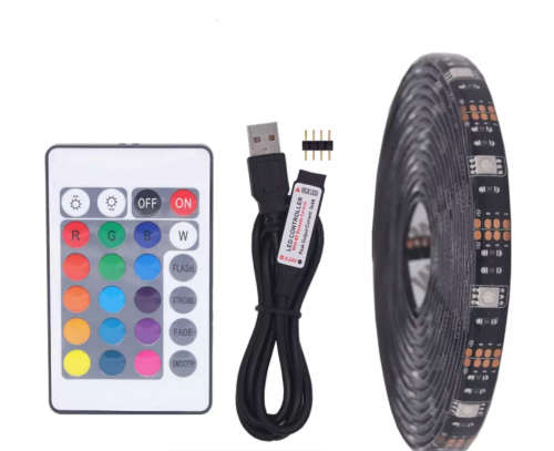2M USB TV RGB LED 5050 Strip Light 16 Colours With Remote Control