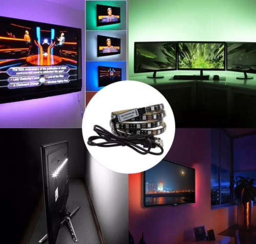 2M USB TV RGB LED 5050 Strip Light 16 Colours With Remote Control