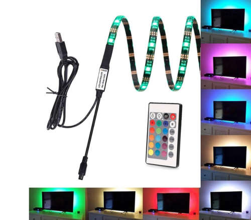 2M USB TV RGB LED 5050 Strip Light 16 Colours With Remote Control