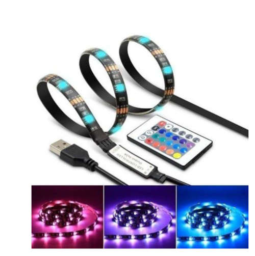 2M USB TV RGB LED 5050 Strip Light 16 Colours With Remote Control