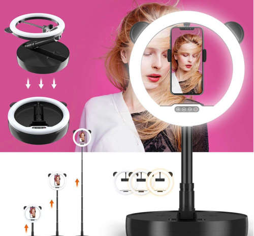Live Fill Ring Light with Retractable Broadcast Stand