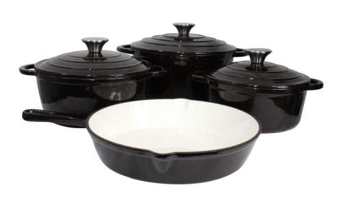 Black Cast Iron Pot Set 7 Piece Excellent Style and Quality Brand New