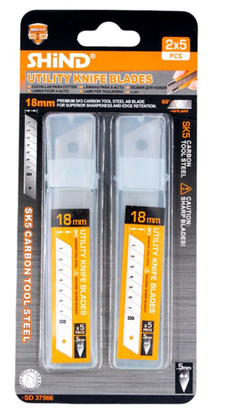 Shind Utility Knife Blades 18mm SET OF 2 Piece with 5 Blades Each