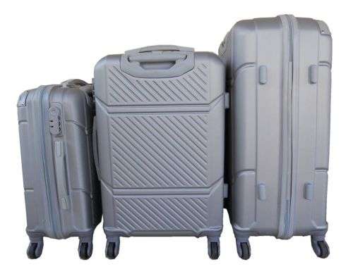 3 Piece Hard Outer Shell Luggage Set - Silver
