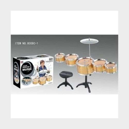 Kids Jazz Drum Set Kit with 2 Musical Drum Sticks - Gold