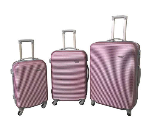 Hard Outer Shell Travel Luggage Set - 3 Piece - Pink BRAND NEW HIGH QUALITY