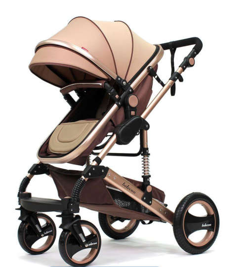 Baby Stroller 2 in 1 Belecoo Travel System - Khaki