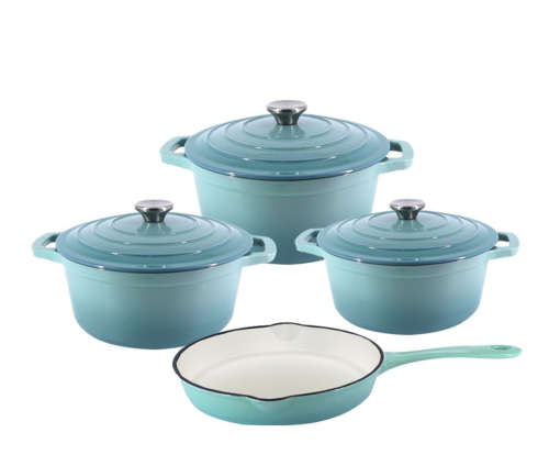 Cast Iron Cookware 7 Pieces - Sky Blue