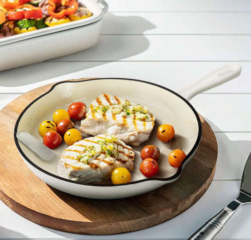 Design Dutch Pot Cookware Sets Cast Iron - 7 Piece White