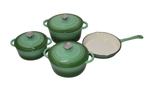 7 Piece Glazed Cast Iron Dutch Oven Cookware Pot Set - Mint Green - Premium Quality - Brand New