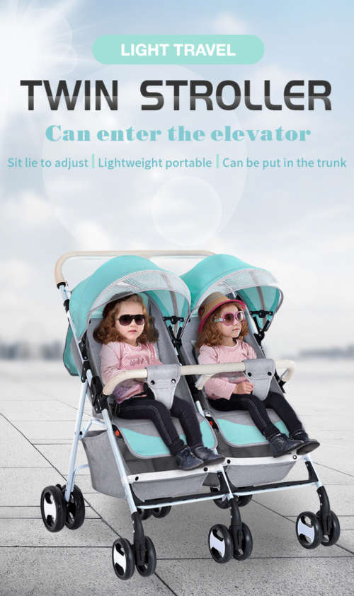 Double Side Twin Baby Stroller Mint Green