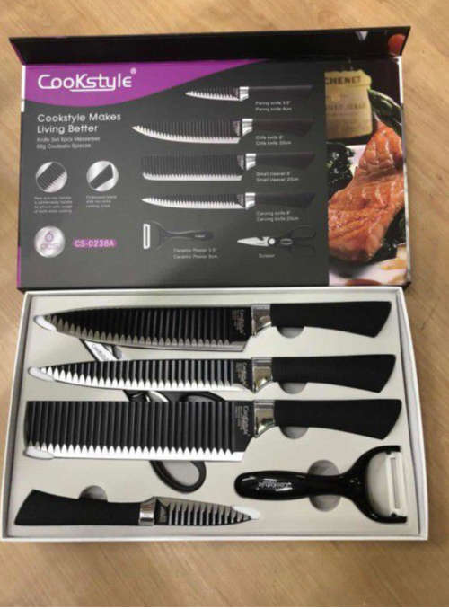 6 Piece Non-Stick Coated Kitchen Knife Set