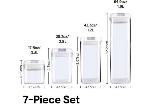 7 Pieces Air Tight Food Storage Containers - White