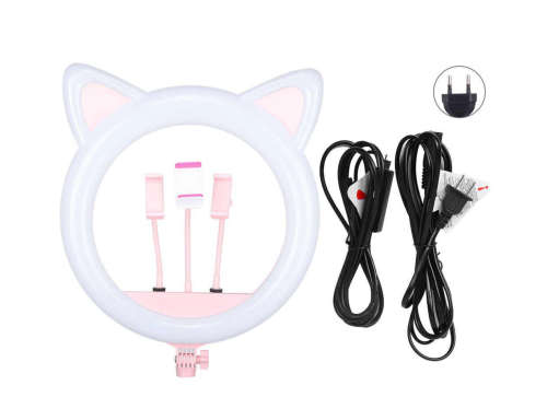 20 Inch Cat Ear LED Ring Fill Light - Pink