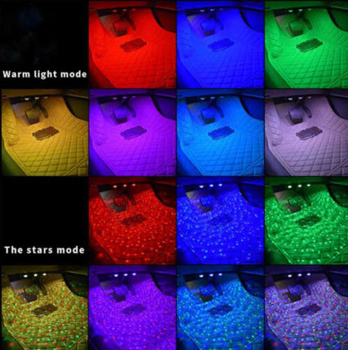 4X LED Remote Wireless Car Neon Interior Lights