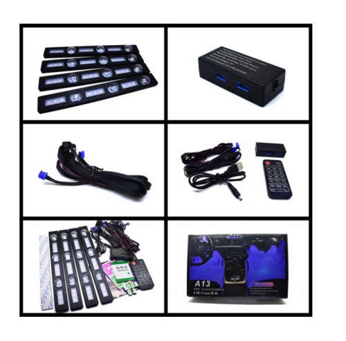 4X LED Remote Wireless Car Neon Interior Lights