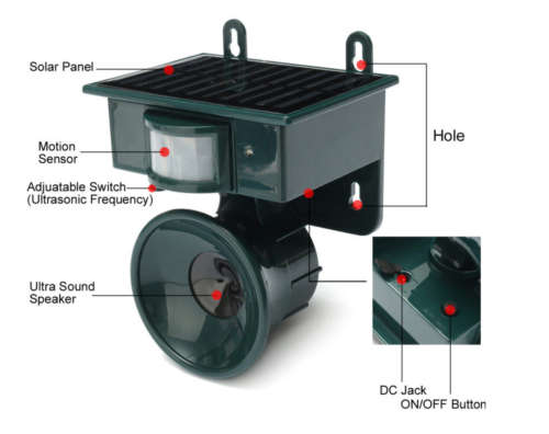 Ultrasonic Solar Powered Bird Repeller Pest Control