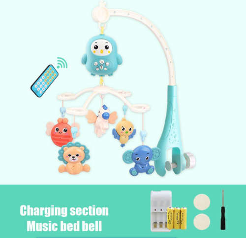 Baby Crib Mobile Rechargeable Remote Control Bed Bell Rattle Toy-Mint