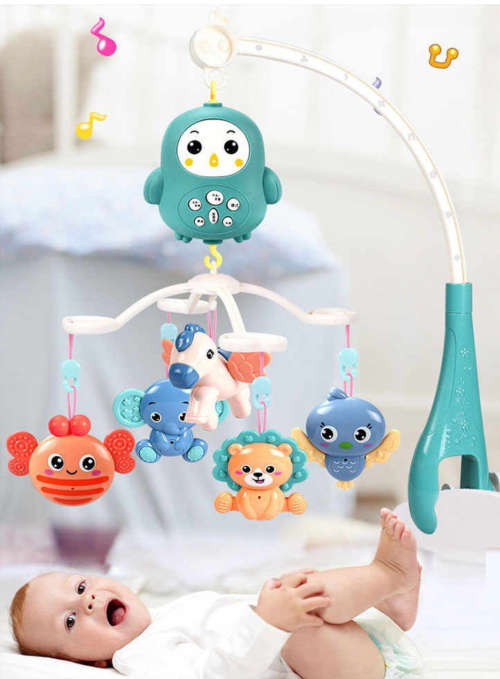 Baby Crib Mobile Rechargeable Remote Control Bed Bell Rattle Toy-Mint