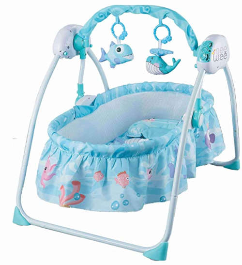 Baby cradle electric smart automatic swing baby crib - Blue