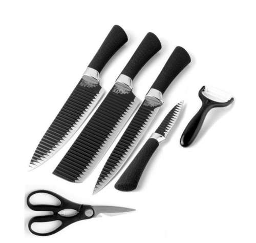6 Piece Non-Stick Coated Kitchen Knife Set
